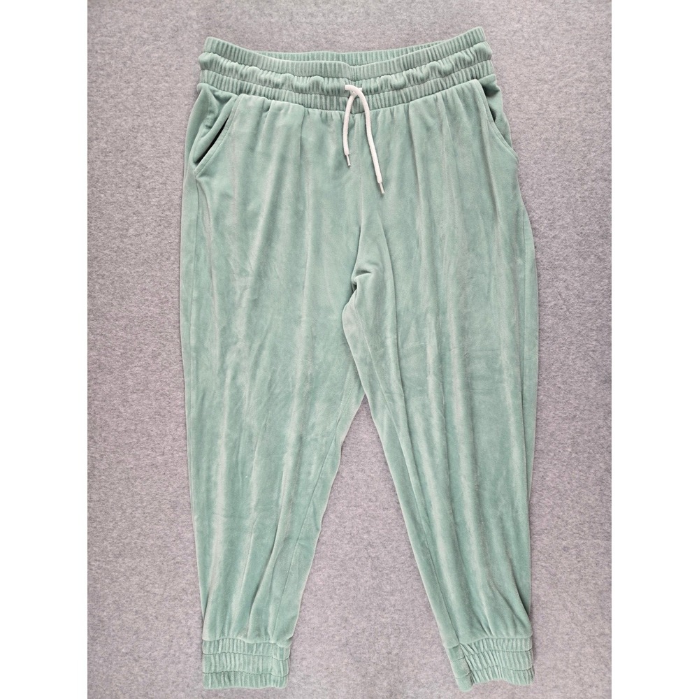Love Fire Women Size XL Velour Joggers Drawstring Velvet Lounge Pants Mint Green
